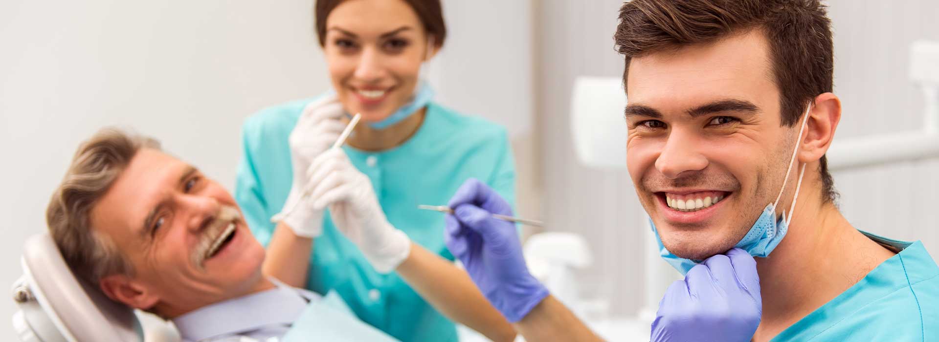 Dentists doing dental restoration treatment for patient